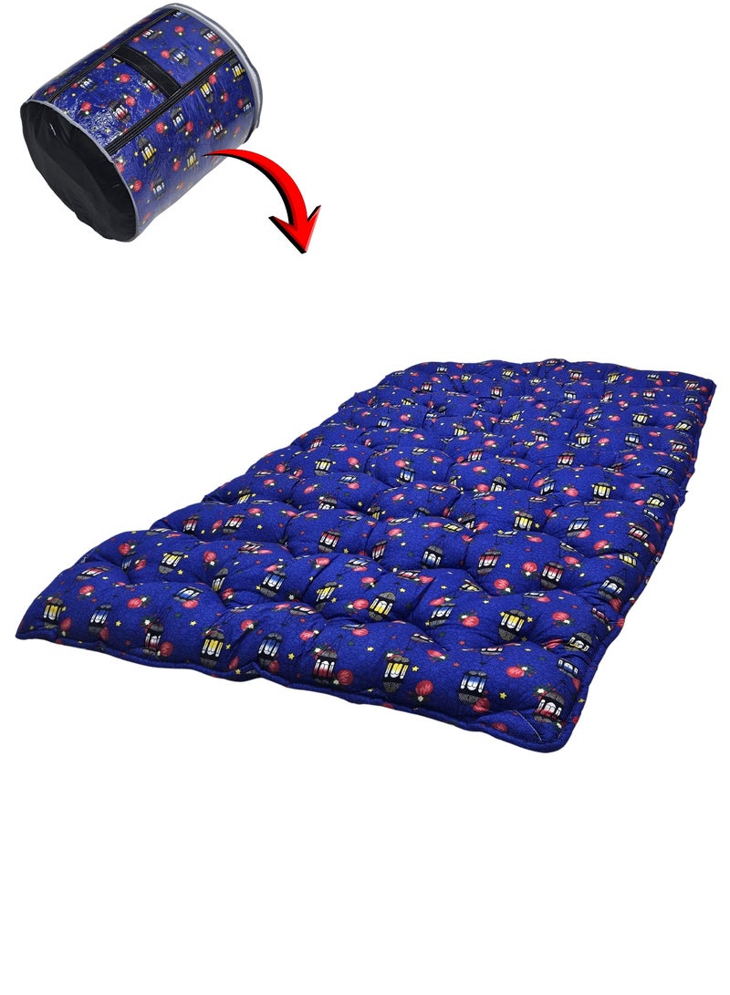 سمارت هوم مطرحة أرضية رمضانية مفرد 190×90×6 سم بحشوة قطن طبيعي وقماش بوليستر ناعم – فرش أرضي مبطن قابل للطي مع حقيبة تخزين – مناسب لجلسات رمضان والنوم الأرضي والضيوف والرحلات – هدية رمضانية مريحة - Image 2